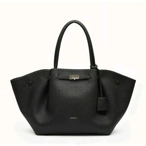 Newbella Marella Black Pebbled Vegan Leather Tote Bag Large NEW